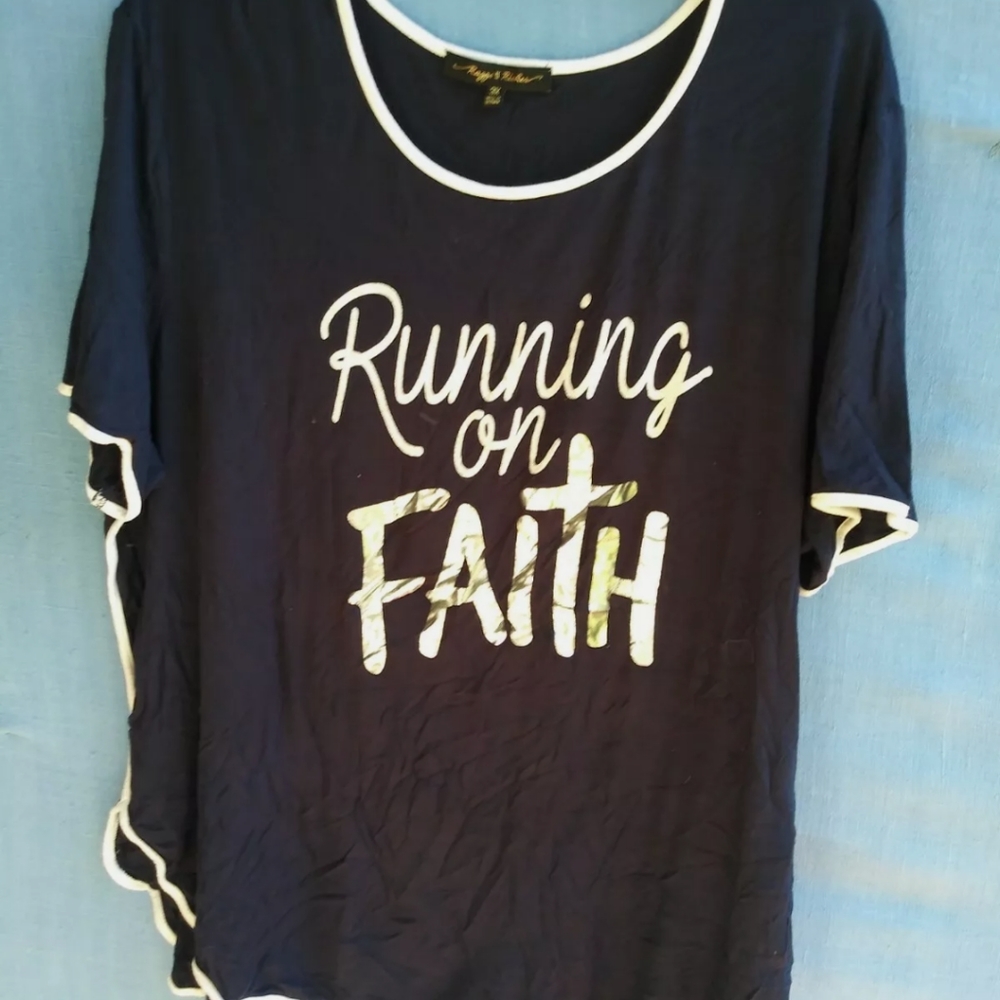 Raggs 2 Riches Women's Plus Size 3X "Running On Faith" T-shirt